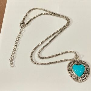 Heart Necklace with Greek decor